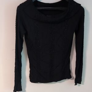 Kenar Black Textured Long Sleeve Top